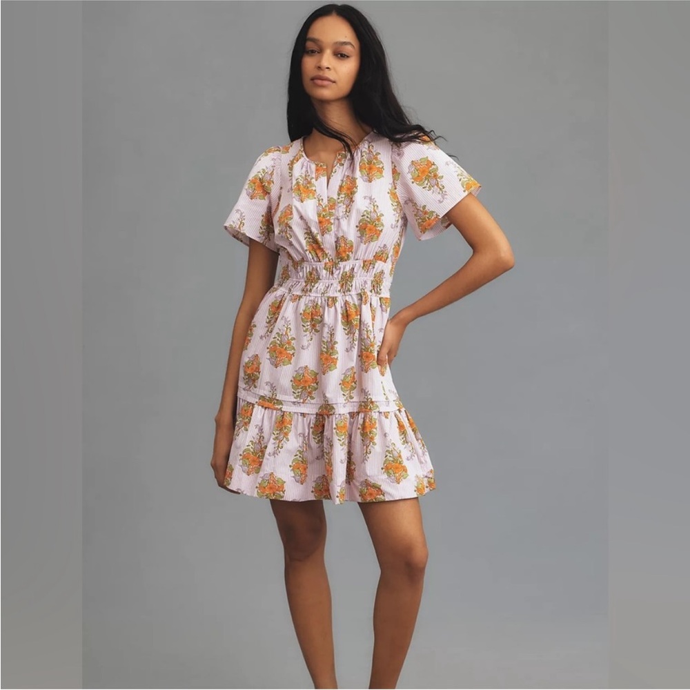 Anthropologie Somerset Flutter Sleeve Mini Dress